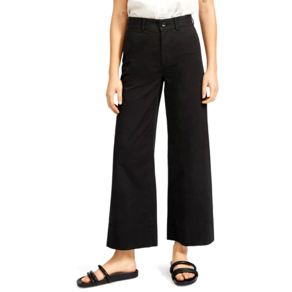 Everlane The Lightweight Wide Leg Crop Stretch Cotton Pants Size 10